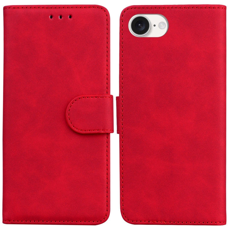 For iPhone SE 2024 Skin Feel Pure Color Flip Leather Phone Case(Red) - More iPhone Cases by PMC Jewellery | Online Shopping South Africa | PMC Jewellery | Buy Now Pay Later Mobicred