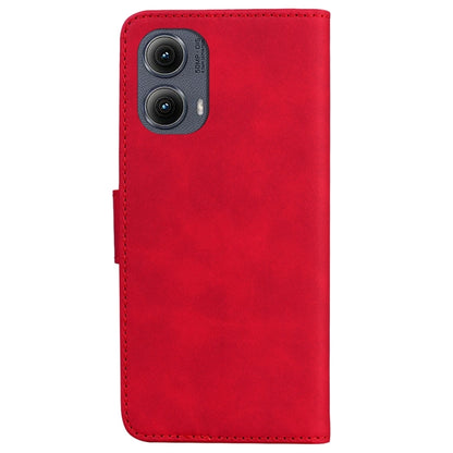 For Motorola Edge 2024 Skin Feel Pure Color Flip Leather Phone Case(Red) - Motorola Cases by PMC Jewellery | Online Shopping South Africa | PMC Jewellery | Buy Now Pay Later Mobicred