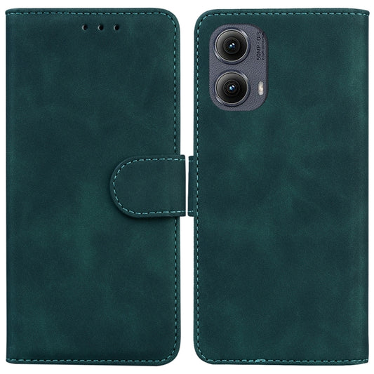 For Motorola Edge 2024 Skin Feel Pure Color Flip Leather Phone Case(Green) - Motorola Cases by PMC Jewellery | Online Shopping South Africa | PMC Jewellery | Buy Now Pay Later Mobicred