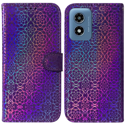 For Motorola Moto G Play 4G 2024 Colorful Magnetic Buckle Leather Phone Case(Purple) - Motorola Cases by PMC Jewellery | Online Shopping South Africa | PMC Jewellery | Buy Now Pay Later Mobicred