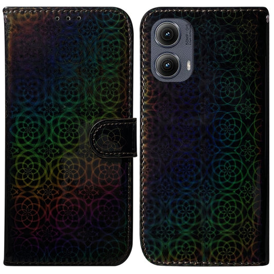 For Motorola Edge 2024 Colorful Magnetic Buckle Leather Phone Case(Black) - Motorola Cases by PMC Jewellery | Online Shopping South Africa | PMC Jewellery | Buy Now Pay Later Mobicred