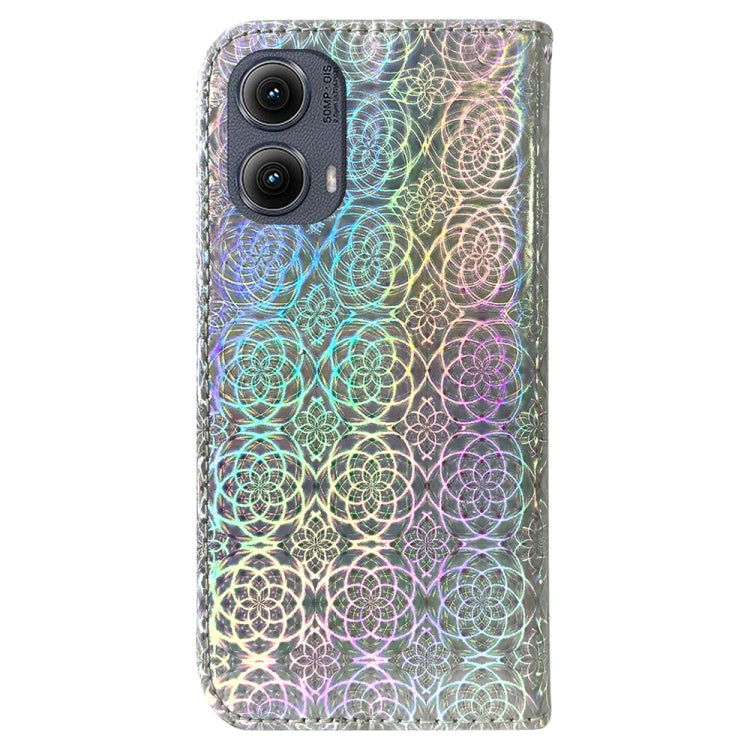 For Motorola Edge 2024 Colorful Magnetic Buckle Leather Phone Case(Silver) - Motorola Cases by PMC Jewellery | Online Shopping South Africa | PMC Jewellery | Buy Now Pay Later Mobicred