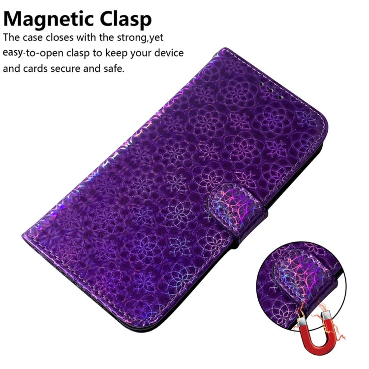 For Motorola Edge 2024 Colorful Magnetic Buckle Leather Phone Case(Purple) - Motorola Cases by PMC Jewellery | Online Shopping South Africa | PMC Jewellery | Buy Now Pay Later Mobicred