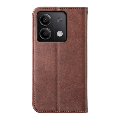 For Xiaomi Redmi Note 13 5G Cubic Grid Calf Texture Magnetic Leather Phone Case(Brown) - Note 13 Cases by PMC Jewellery | Online Shopping South Africa | PMC Jewellery | Buy Now Pay Later Mobicred