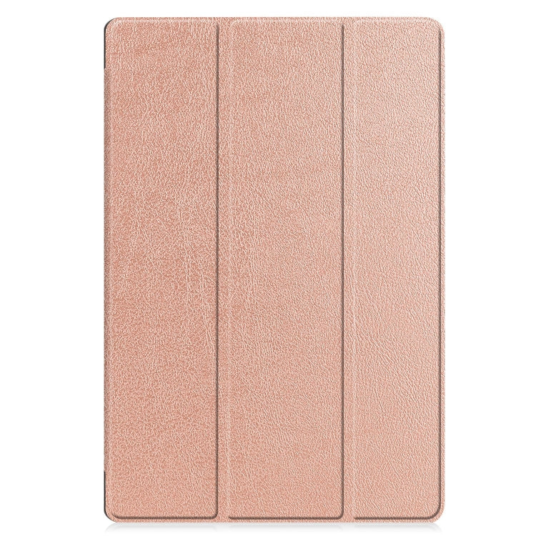 For Samsung Galaxy Tab S9 FE+ / S10+ Custer Pure Color 3-Fold Holder Smart Leather Tablet Case(Rose Gold) - Galaxy Tab S9 FE+ by PMC Jewellery | Online Shopping South Africa | PMC Jewellery | Buy Now Pay Later Mobicred