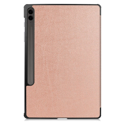 For Samsung Galaxy Tab S9 FE+ / S10+ Custer Pure Color 3-Fold Holder Smart Leather Tablet Case(Rose Gold) - Galaxy Tab S9 FE+ by PMC Jewellery | Online Shopping South Africa | PMC Jewellery | Buy Now Pay Later Mobicred