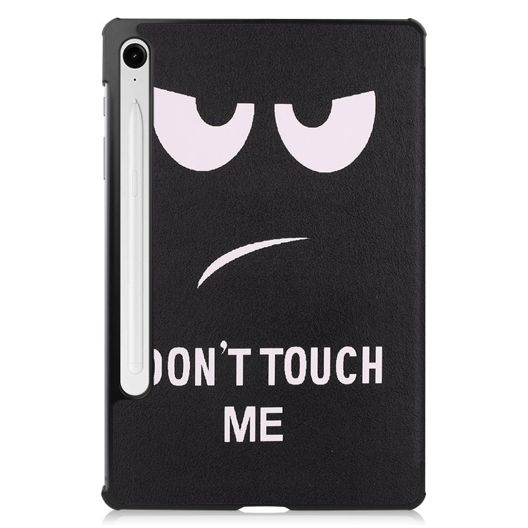 For Samsung Galaxy Tab S9 FE Custer Painted 3-Fold Holder Smart Leather Tablet Case(Big Eye Me) - Galaxy Tab S9 FE by PMC TechLife | Online Shopping South Africa | PMC TechLife