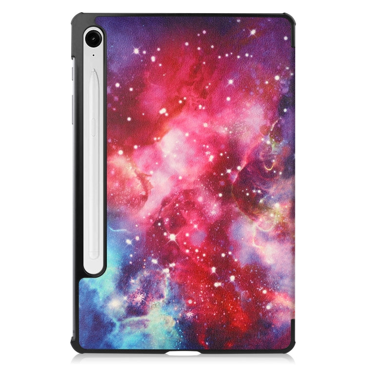 For Samsung Galaxy Tab S9 FE Custer Painted 3-Fold Holder Smart Leather Tablet Case(Milky Way Nebula) - Galaxy Tab S9 FE by PMC Jewellery | Online Shopping South Africa | PMC Jewellery