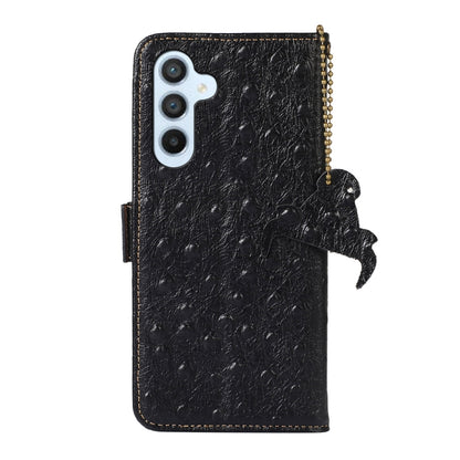 For Samsung Galaxy S24+ Ostrich Pattern Genuine Leather RFID Phone Case(Black) - Galaxy Phone Cases by PMC Jewellery | Online Shopping South Africa | PMC Jewellery | Buy Now Pay Later Mobicred