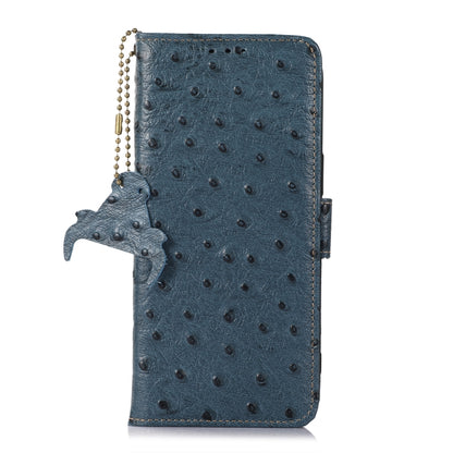 For Samsung Galaxy S24+ Ostrich Pattern Genuine Leather RFID Phone Case(Blue) - Galaxy Phone Cases by PMC Jewellery | Online Shopping South Africa | PMC Jewellery | Buy Now Pay Later Mobicred