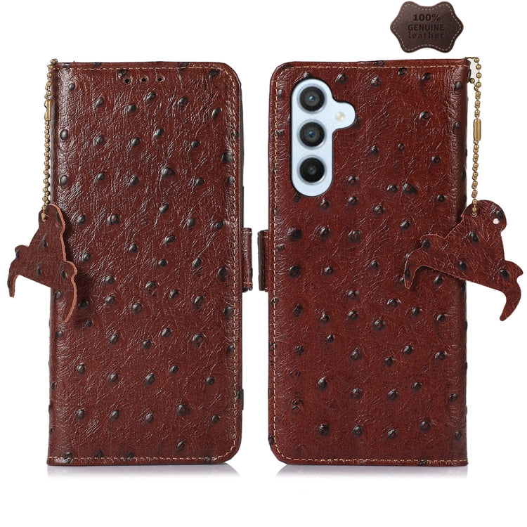 For Samsung Galaxy S24+ Ostrich Pattern Genuine Leather RFID Phone Case(Coffee) - Galaxy Phone Cases by PMC Jewellery | Online Shopping South Africa | PMC Jewellery | Buy Now Pay Later Mobicred