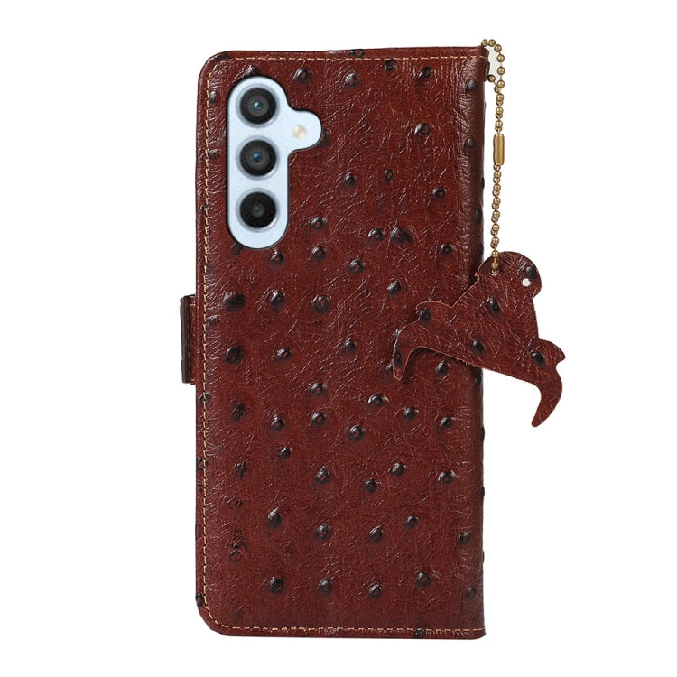 For Samsung Galaxy S24+ Ostrich Pattern Genuine Leather RFID Phone Case(Coffee) - Galaxy Phone Cases by PMC Jewellery | Online Shopping South Africa | PMC Jewellery | Buy Now Pay Later Mobicred