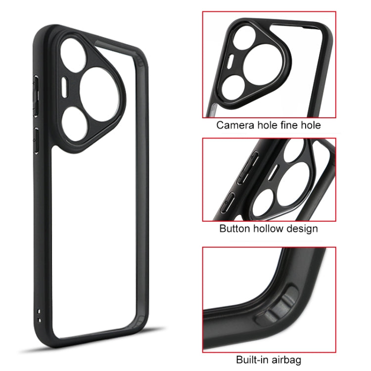 For Huawei Pura 70 Frosted TPU + Transparent PC Phone Case(Black) - Huawei Cases by PMC Jewellery | Online Shopping South Africa | PMC Jewellery | Buy Now Pay Later Mobicred