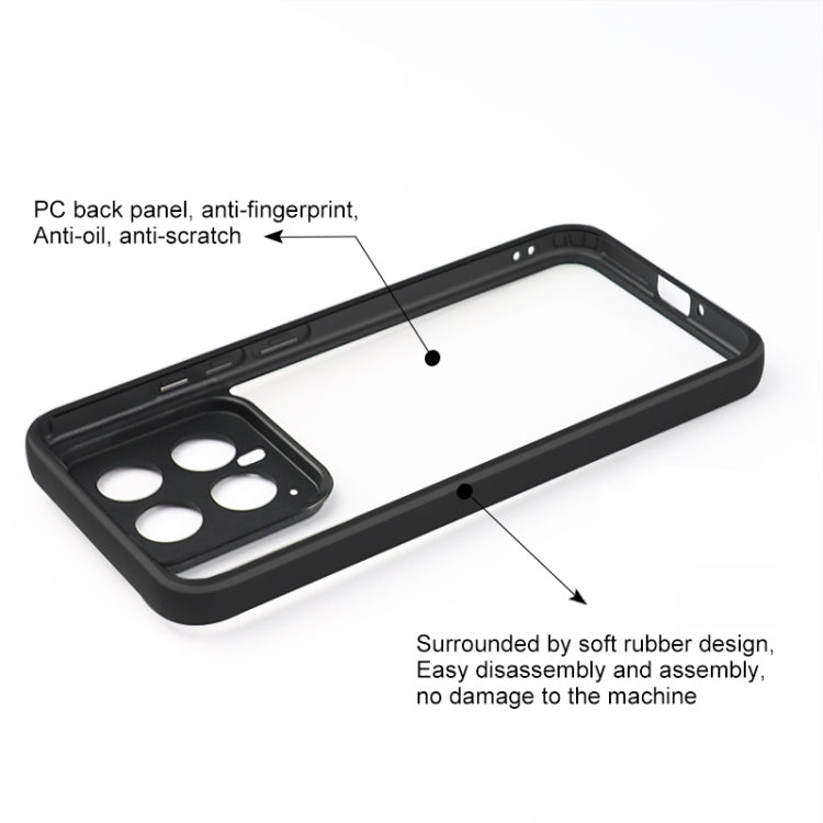 For Xiaomi 14 Frosted TPU + Transparent PC Phone Case(Black) - 14 Cases by PMC Jewellery | Online Shopping South Africa | PMC Jewellery