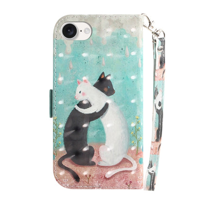 For iPhone SE 2024 3D Colored Horizontal Flip Leather Phone Case(Black White Cat) - More iPhone Cases by PMC Jewellery | Online Shopping South Africa | PMC Jewellery | Buy Now Pay Later Mobicred