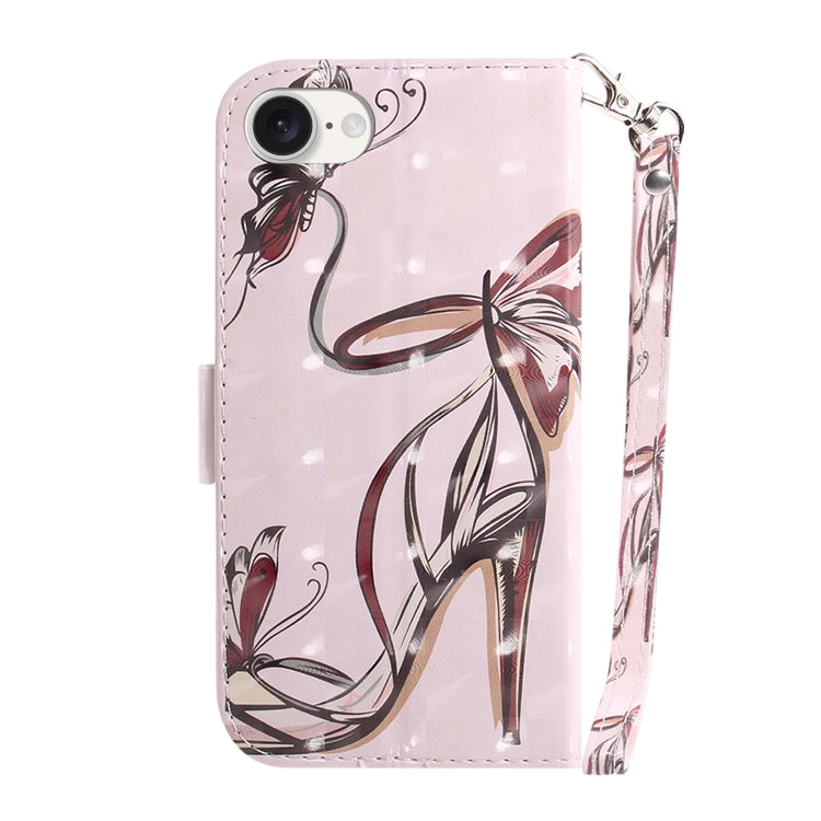 For iPhone SE 2024 3D Colored Horizontal Flip Leather Phone Case(Butterfly High-heeled) - More iPhone Cases by PMC Jewellery | Online Shopping South Africa | PMC Jewellery | Buy Now Pay Later Mobicred