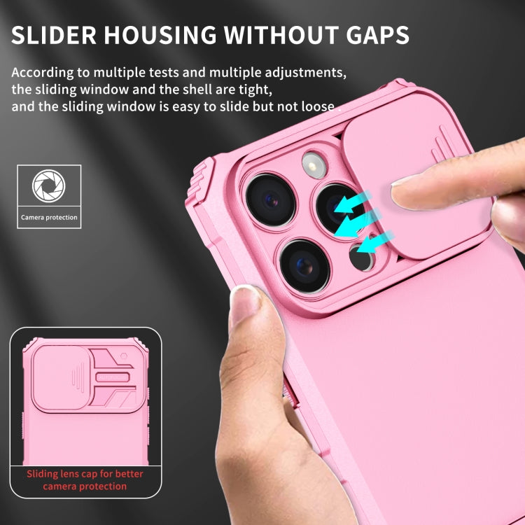 For iPhone 16 Pro Stereoscopic Holder Sliding Camshield Phone Case(Pink) - iPhone 16 Pro Cases by PMC Jewellery | Online Shopping South Africa | PMC Jewellery | Buy Now Pay Later Mobicred