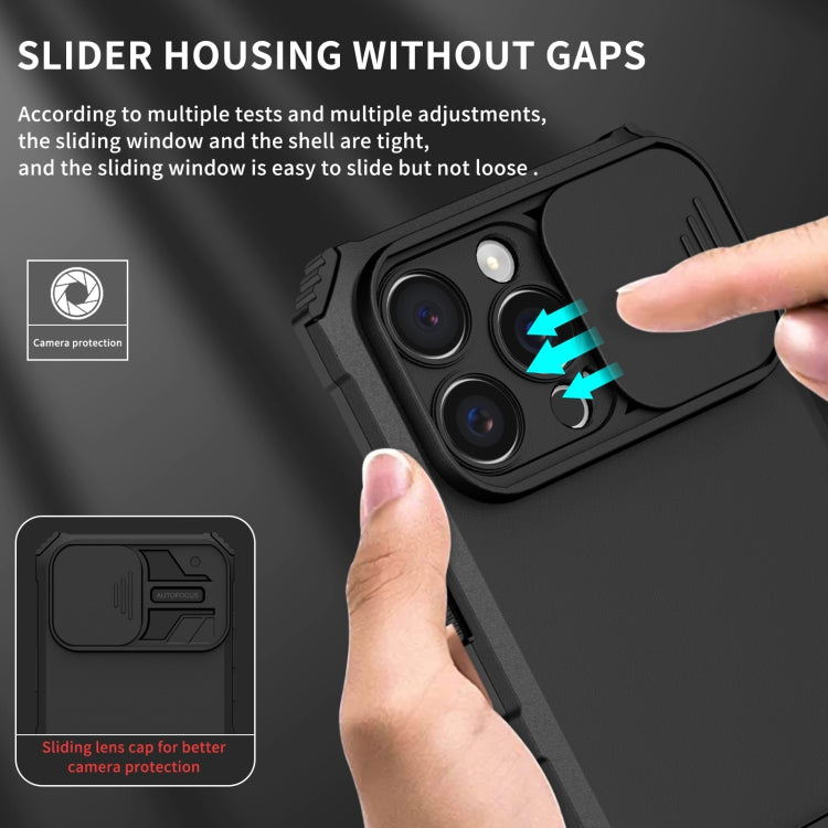 For iPhone 16 Pro Stereoscopic Holder Sliding Camshield Phone Case(Black) - iPhone 16 Pro Cases by PMC Jewellery | Online Shopping South Africa | PMC Jewellery | Buy Now Pay Later Mobicred