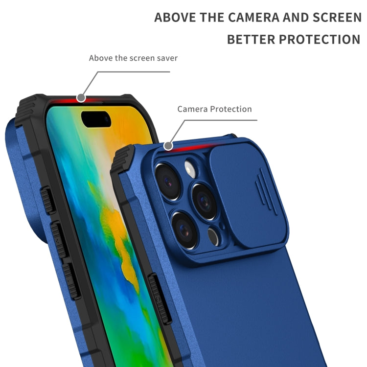 For iPhone 16 Pro Stereoscopic Holder Sliding Camshield Phone Case(Blue) - iPhone 16 Pro Cases by PMC Jewellery | Online Shopping South Africa | PMC Jewellery | Buy Now Pay Later Mobicred