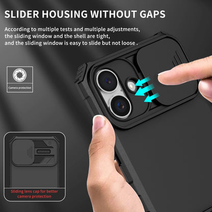 For iPhone 16 Plus Stereoscopic Holder Sliding Camshield Phone Case(Black) - iPhone 16 Plus Cases by PMC Jewellery | Online Shopping South Africa | PMC Jewellery | Buy Now Pay Later Mobicred