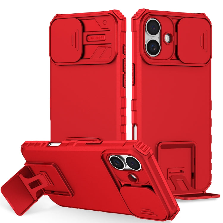 For iPhone 16 Plus Stereoscopic Holder Sliding Camshield Phone Case(Red) - iPhone 16 Plus Cases by PMC TechLife | Online Shopping South Africa | PMC TechLife | Buy Now Pay Later Mobicred