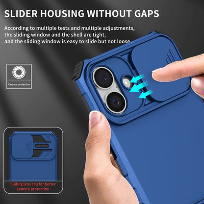 For iPhone 16 Plus Stereoscopic Holder Sliding Camshield Phone Case(Blue) - iPhone 16 Plus Cases by PMC Jewellery | Online Shopping South Africa | PMC Jewellery | Buy Now Pay Later Mobicred