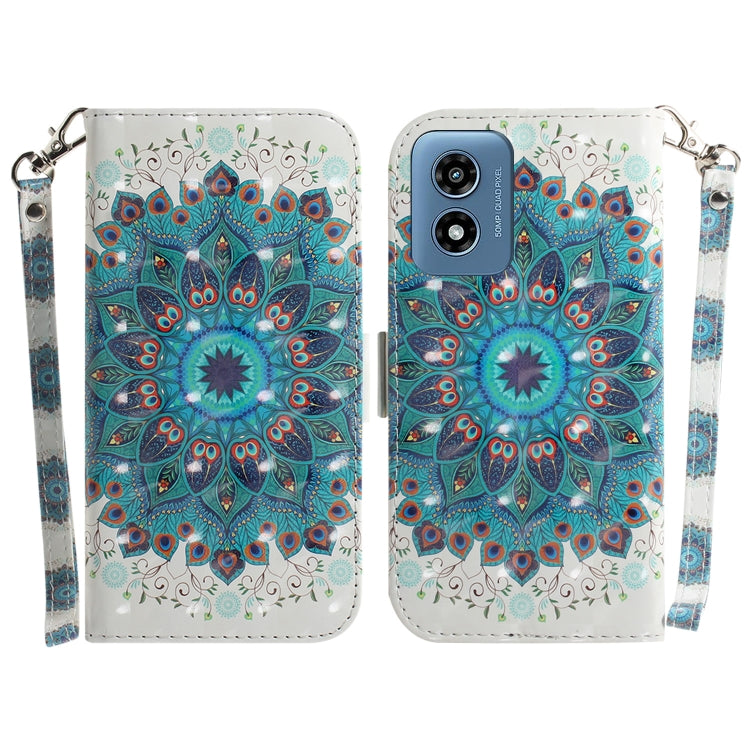 For Motorola Moto G Play 4G 2024 3D Colored Flip Leather Phone Case(Peacock Wreath) - Motorola Cases by PMC Jewellery | Online Shopping South Africa | PMC Jewellery | Buy Now Pay Later Mobicred