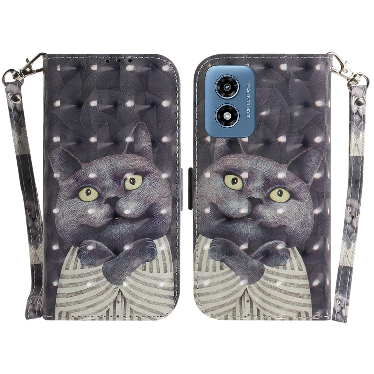 For Motorola Moto G Play 4G 2024 3D Colored Flip Leather Phone Case(Hug Cat) - Motorola Cases by PMC Jewellery | Online Shopping South Africa | PMC Jewellery | Buy Now Pay Later Mobicred