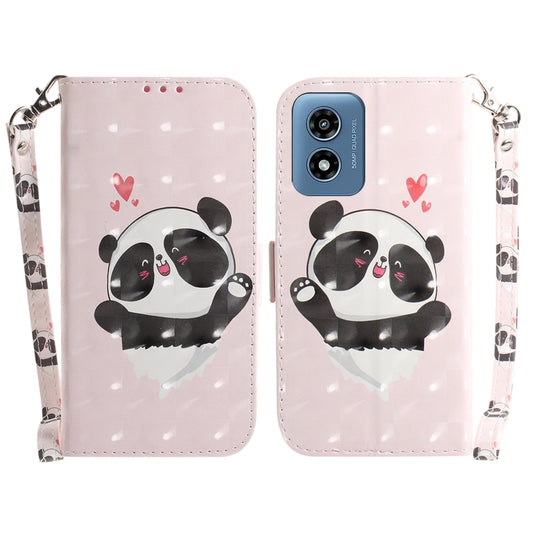 For Motorola Moto G Play 4G 2024 3D Colored Flip Leather Phone Case(Heart Panda) - Motorola Cases by PMC Jewellery | Online Shopping South Africa | PMC Jewellery | Buy Now Pay Later Mobicred