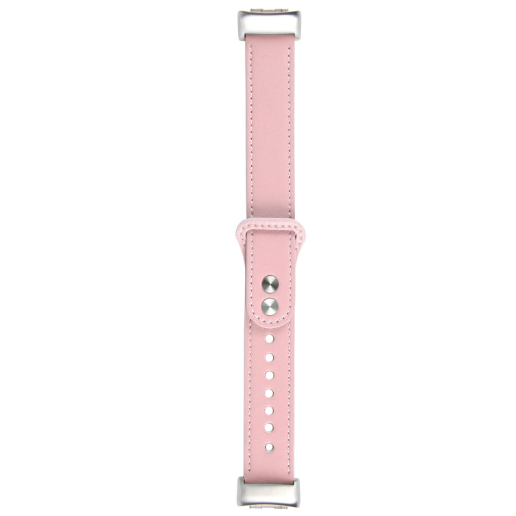 For Fitbit Charge 5 PU Leather Replacement Watch Band(Pink) - Watch Bands by PMC Jewellery | Online Shopping South Africa | PMC Jewellery | Buy Now Pay Later Mobicred