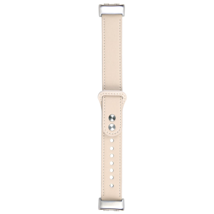 For Fitbit Charge 5 PU Leather Replacement Watch Band(Creamy White) - Watch Bands by PMC Jewellery | Online Shopping South Africa | PMC Jewellery | Buy Now Pay Later Mobicred