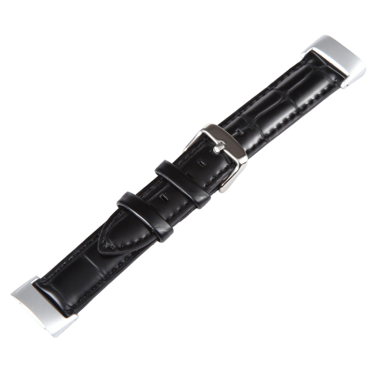 For Fitbit Charge 5 18mm Bamboo Joint Texture Genuine Leather Watch Band(Bamboo Black) - Watch Bands by PMC Jewellery | Online Shopping South Africa | PMC Jewellery | Buy Now Pay Later Mobicred