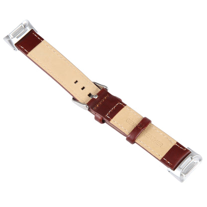 For Fitbit Charge 5 18mm Bamboo Joint Texture Genuine Leather Watch Band(Wine Red) - Watch Bands by PMC Jewellery | Online Shopping South Africa | PMC Jewellery | Buy Now Pay Later Mobicred