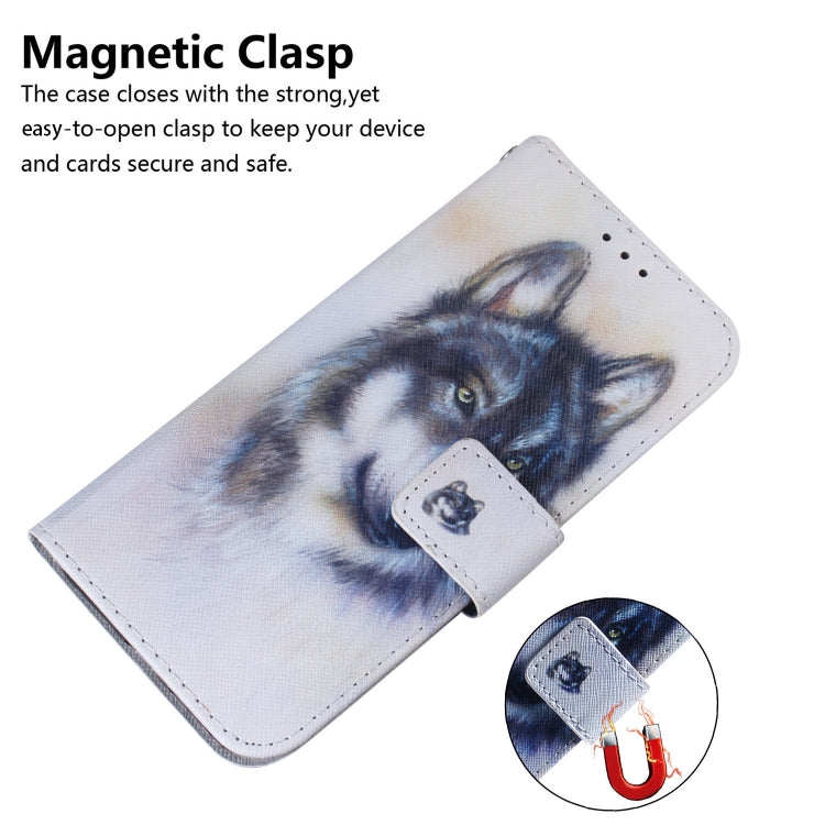 For iPhone SE 2024 Coloured Drawing Flip Leather Phone Case(White Wolf) - More iPhone Cases by PMC Jewellery | Online Shopping South Africa | PMC Jewellery | Buy Now Pay Later Mobicred