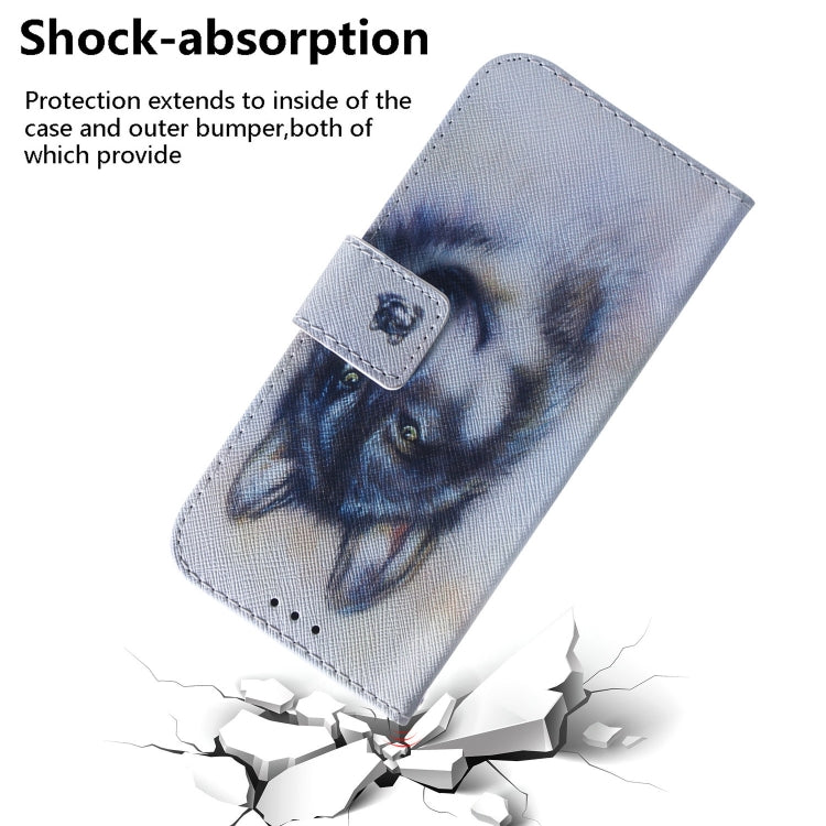 For iPhone SE 2024 Coloured Drawing Flip Leather Phone Case(White Wolf) - More iPhone Cases by PMC Jewellery | Online Shopping South Africa | PMC Jewellery | Buy Now Pay Later Mobicred