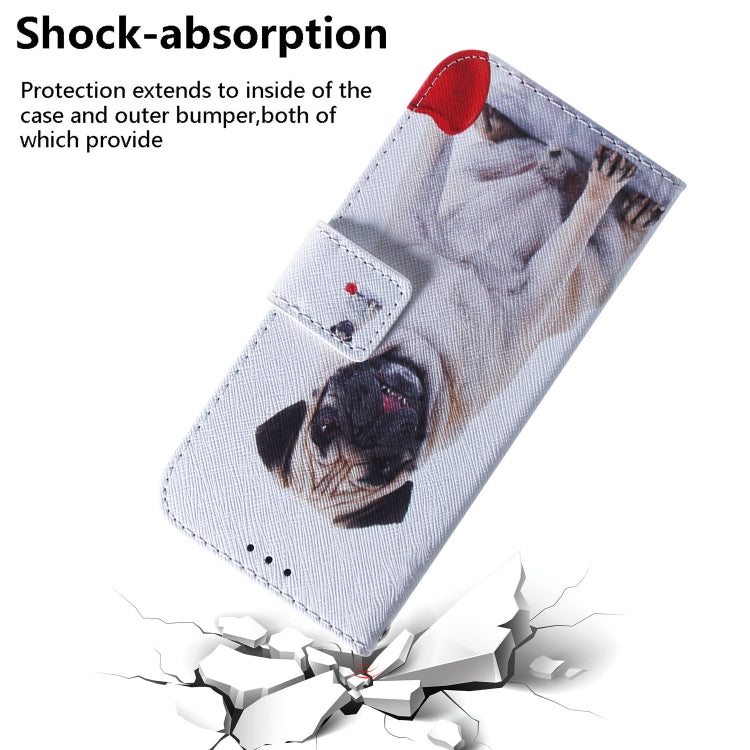 For iPhone SE 2024 Coloured Drawing Flip Leather Phone Case(Pug) - More iPhone Cases by PMC Jewellery | Online Shopping South Africa | PMC Jewellery | Buy Now Pay Later Mobicred