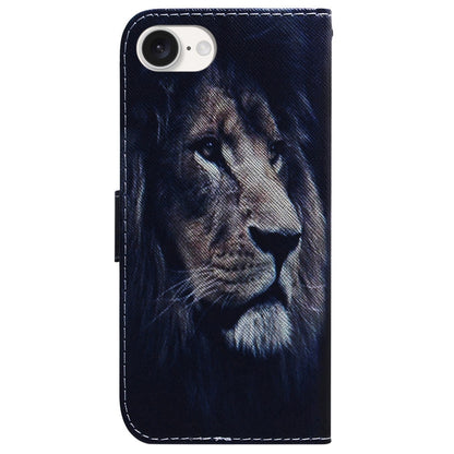 For iPhone SE 2024 Coloured Drawing Flip Leather Phone Case(Lion) - More iPhone Cases by PMC Jewellery | Online Shopping South Africa | PMC Jewellery | Buy Now Pay Later Mobicred