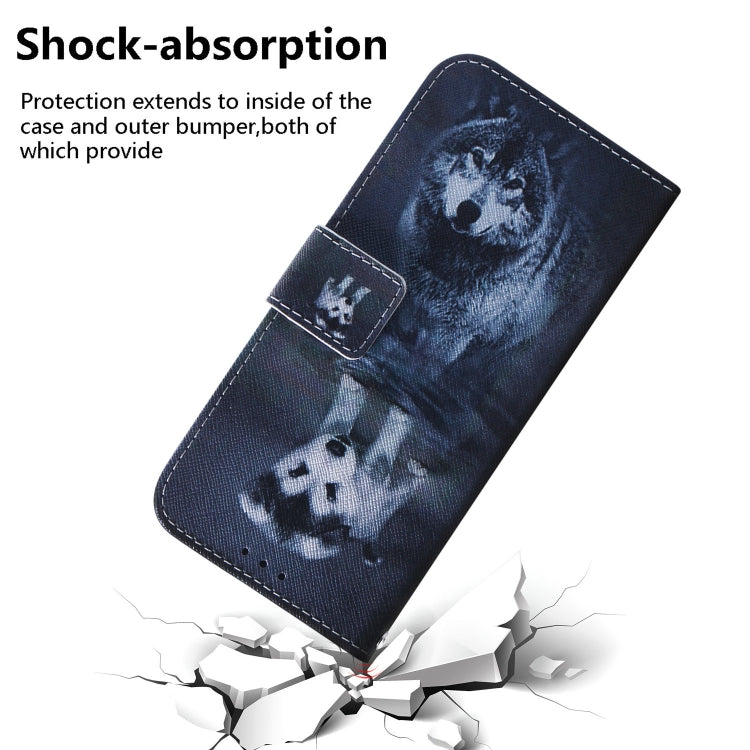 For iPhone SE 2024 Coloured Drawing Flip Leather Phone Case(Wolf and Dog) - More iPhone Cases by PMC Jewellery | Online Shopping South Africa | PMC Jewellery | Buy Now Pay Later Mobicred