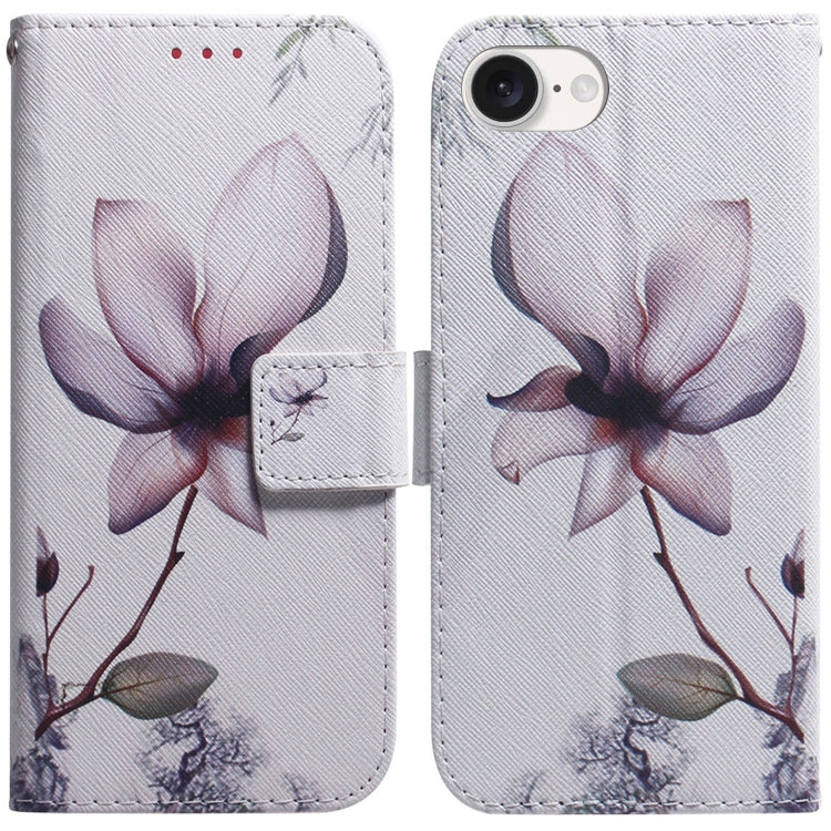 For iPhone SE 2024 Coloured Drawing Flip Leather Phone Case(Magnolia) - More iPhone Cases by PMC Jewellery | Online Shopping South Africa | PMC Jewellery | Buy Now Pay Later Mobicred