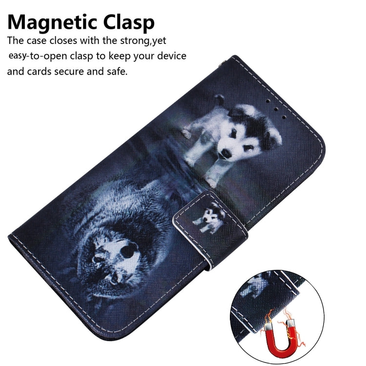 For iPhone 16 Pro Coloured Drawing Flip Leather Phone Case(Wolf and Dog) - iPhone 16 Pro Cases by PMC TechLife | Online Shopping South Africa | PMC TechLife | Buy Now Pay Later Mobicred