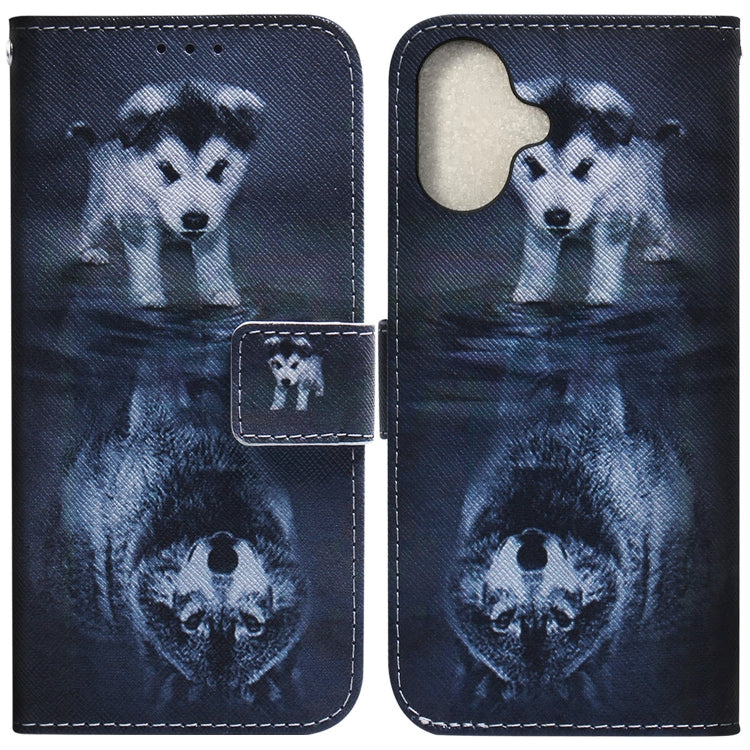 For iPhone 16 Plus Coloured Drawing Flip Leather Phone Case(Wolf and Dog) - iPhone 16 Plus Cases by PMC Jewellery | Online Shopping South Africa | PMC Jewellery | Buy Now Pay Later Mobicred