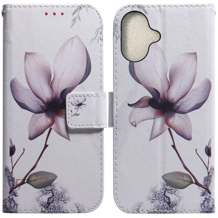 For iPhone 16 Plus Coloured Drawing Flip Leather Phone Case(Magnolia) - iPhone 16 Plus Cases by PMC Jewellery | Online Shopping South Africa | PMC Jewellery | Buy Now Pay Later Mobicred