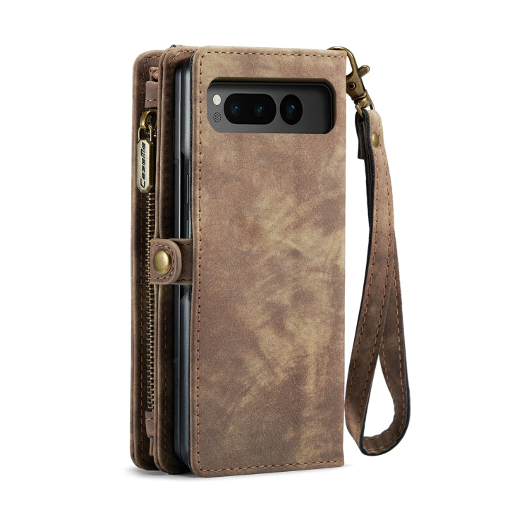 For Google Pixel Fold CaseMe 008 Detachable Multifunctional Retro Frosted Horizontal Flip Phone Leather Case with Zipper Wallet(Brown) - Google Cases by CaseMe | Online Shopping South Africa | PMC Jewellery | Buy Now Pay Later Mobicred