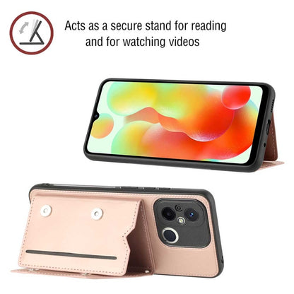 For Xiaomi Redmi 12C / 11A Skin Feel PU + TPU + PC Card Slots Phone Case(Rose Gold) - Xiaomi Cases by PMC Jewellery | Online Shopping South Africa | PMC Jewellery | Buy Now Pay Later Mobicred