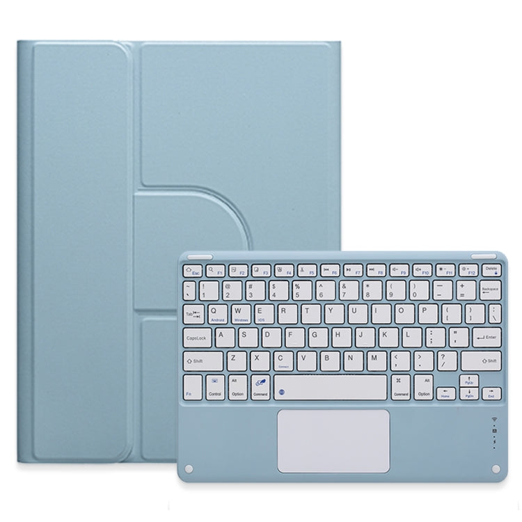 For iPad 10.2 2021 / Air 2019 Square Button 360 Degree Rotatable Bluetooth Keyboard Leather Case with Touchpad(Mist Blue) - Universal by PMC Jewellery | Online Shopping South Africa | PMC Jewellery