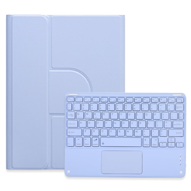 For iPad 10.2 2021 / Air 2019 Square Button 360 Degree Rotatable Bluetooth Keyboard Leather Case with Touchpad(Light Purple) - Universal by PMC Jewellery | Online Shopping South Africa | PMC Jewellery