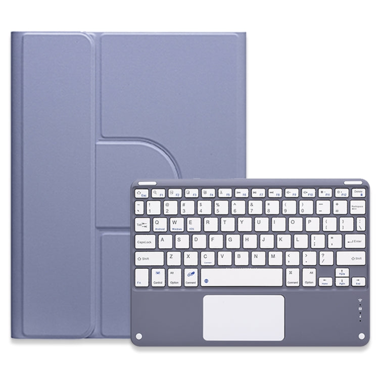 For iPad Air 2022 / iPad Pro 11 2021 Square Button 360 Degree Rotatable Bluetooth Keyboard Leather Case with Touchpad(Lavender Purple) - Universal by PMC Jewellery | Online Shopping South Africa | PMC Jewellery