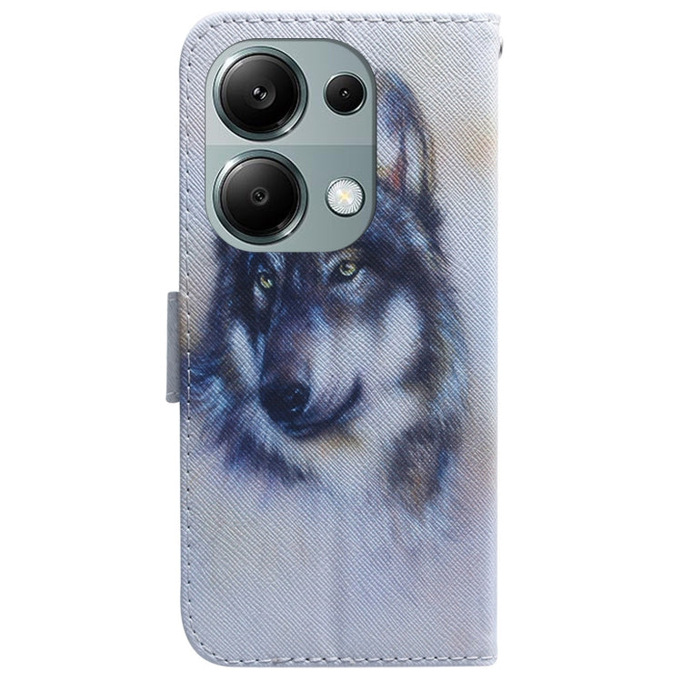 For Xiaomi Poco M6 Pro 4G Coloured Drawing Flip Leather Phone Case(White Wolf) - Xiaomi Cases by PMC Jewellery | Online Shopping South Africa | PMC Jewellery | Buy Now Pay Later Mobicred