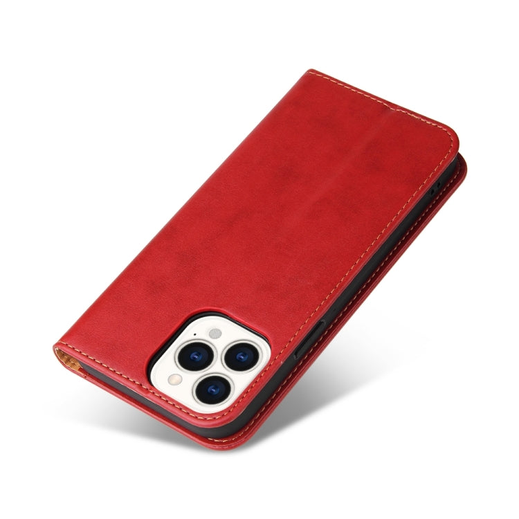 For iPhone 15 Pro Max Fierre Shann PU Genuine Leather Texture Phone Case(Red) - iPhone 15 Pro Max Cases by FIERRE SHANN | Online Shopping South Africa | PMC Jewellery | Buy Now Pay Later Mobicred