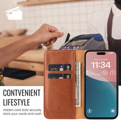 For iPhone 16 Fierre Shann PU Genuine Leather Texture Phone Case(Brown) - iPhone 16 Cases by FIERRE SHANN | Online Shopping South Africa | PMC Jewellery | Buy Now Pay Later Mobicred